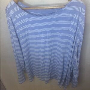 CJ Banks Light Blue Striped Long Sleeve Top